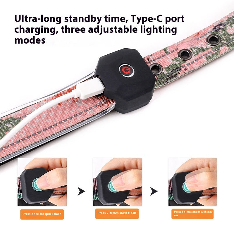 USB Rechargeable LED Pet Collar with Reflective Stripe | Safe Night Glow
