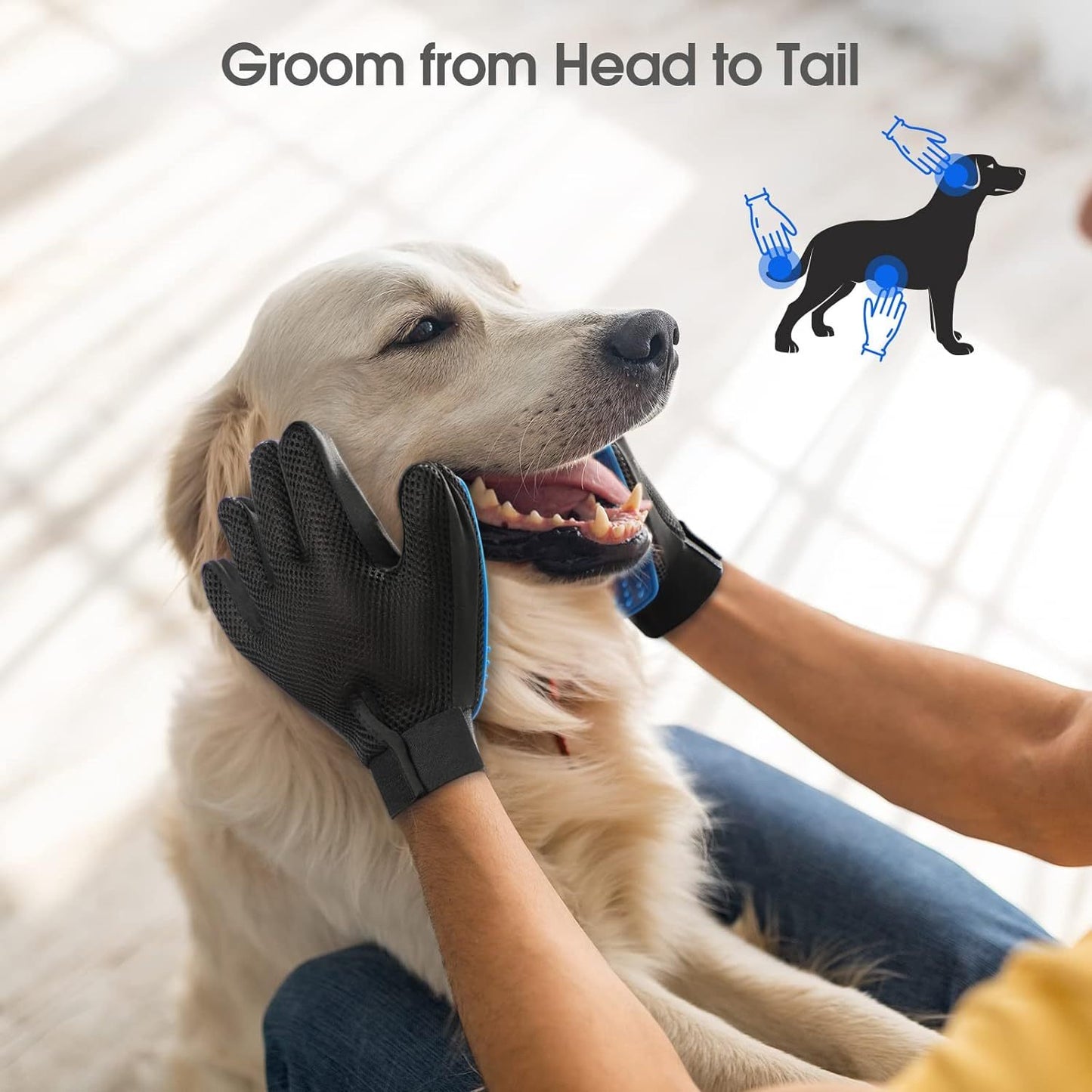 2‑in‑1 Pet Grooming Gloves | Massage, Detangle & De‑Shedding Mitts 🧤🐾