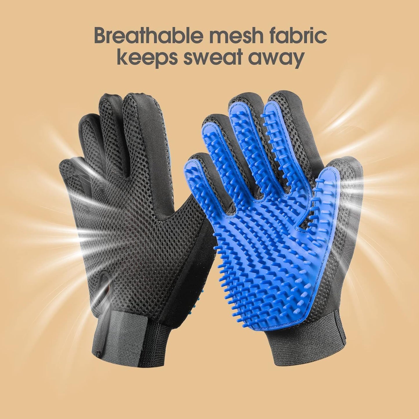 2‑in‑1 Pet Grooming Gloves | Massage, Detangle & De‑Shedding Mitts 🧤🐾