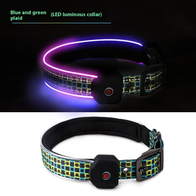 USB Rechargeable LED Pet Collar with Reflective Stripe | Safe Night Glow